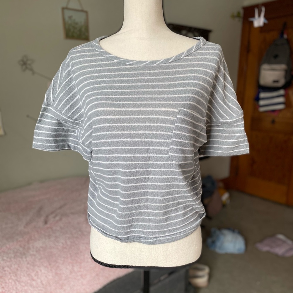Gray And White Striped Shirt